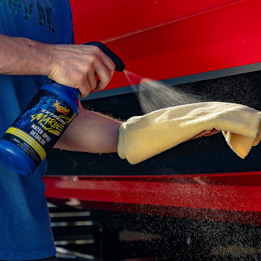 Meguiar's 125-year heritage logo signals trusted marine care.