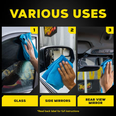 Meguiar's 125-year legacy displayed with glass towels on display.