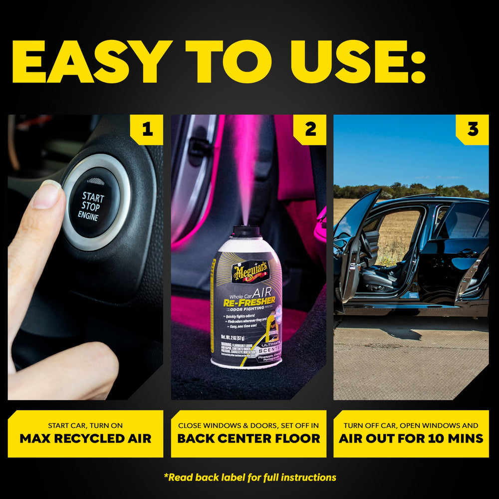 Meguiar's 125-year anniversary branding on premium car air refresher packaging.
