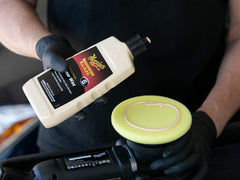 Meguiar's M0616 being applied with a DA polisher for a long-lasting gloss finish.