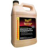 Meguiar's Diamond Cut Compound 2.0 bottle showing gloss potential and low-dust action