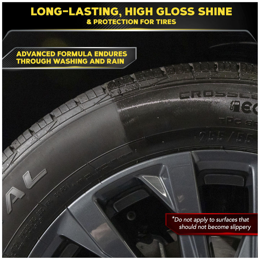 Close-up of applying Meguiar's Endurance Tire Gel for an even shine