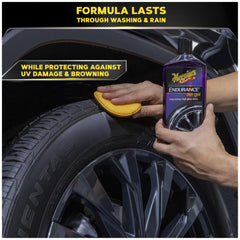 Meguiar's Endurance Tire Gel delivers a high gloss deep black look
