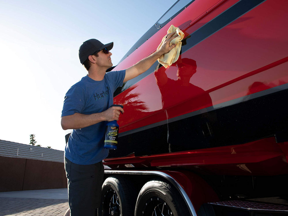 Shiny metal and plastic surfaces after detailing with Meguiar's.