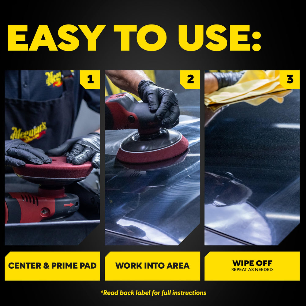 Meguiar's professional foam pad shown in 3-6 inch sizes.