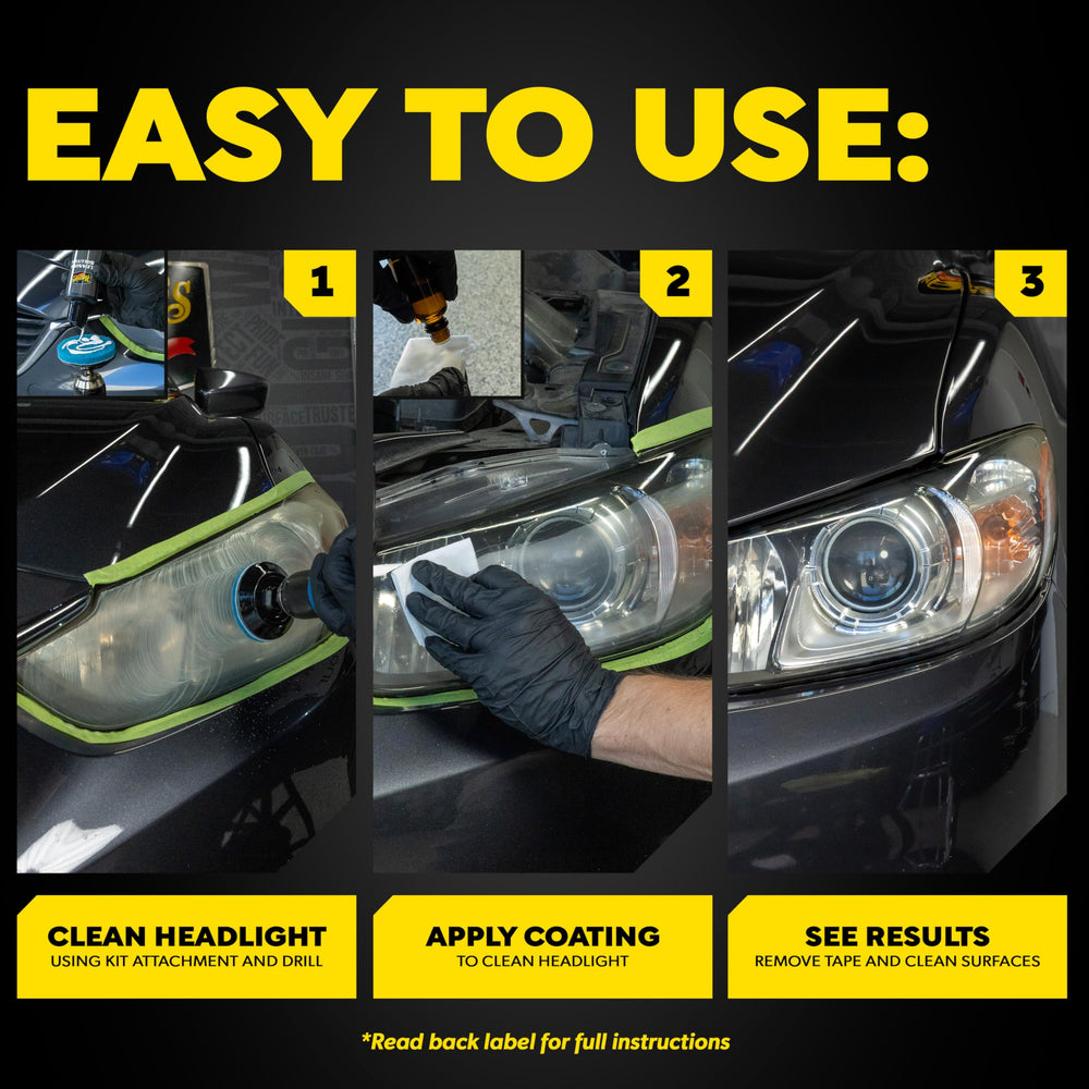 Meguiar's headlight kit removes yellowing for clearer night driving