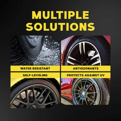 Deep black wet-look finish enhances tires with a refreshed, showroom feel.