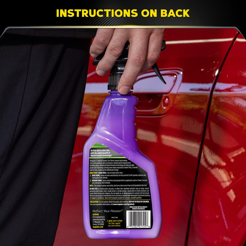 Tires looking great in wet conditions with Meguiar's shine.