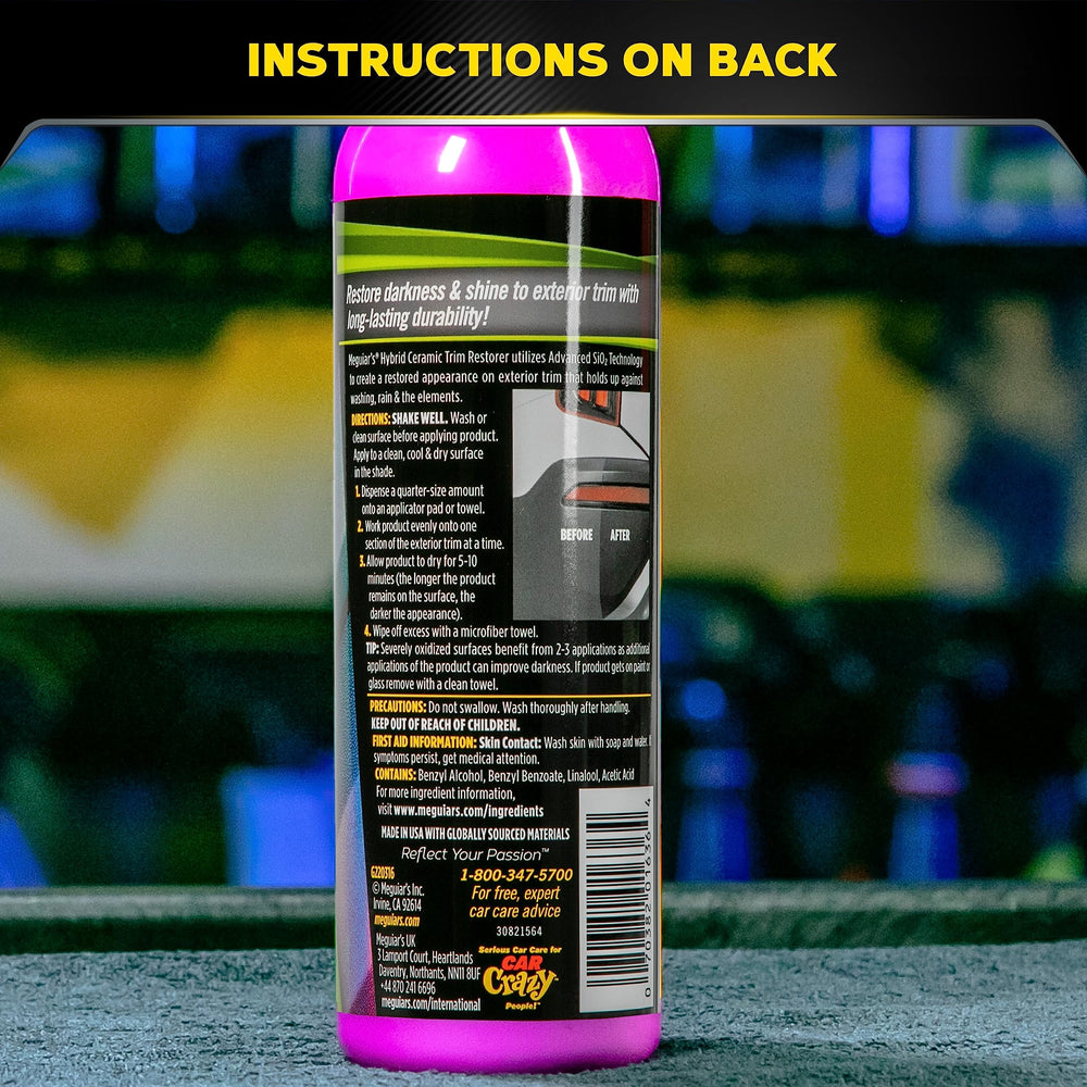Meguiar's improves exterior plastic and vinyl trim visibility and appearance.