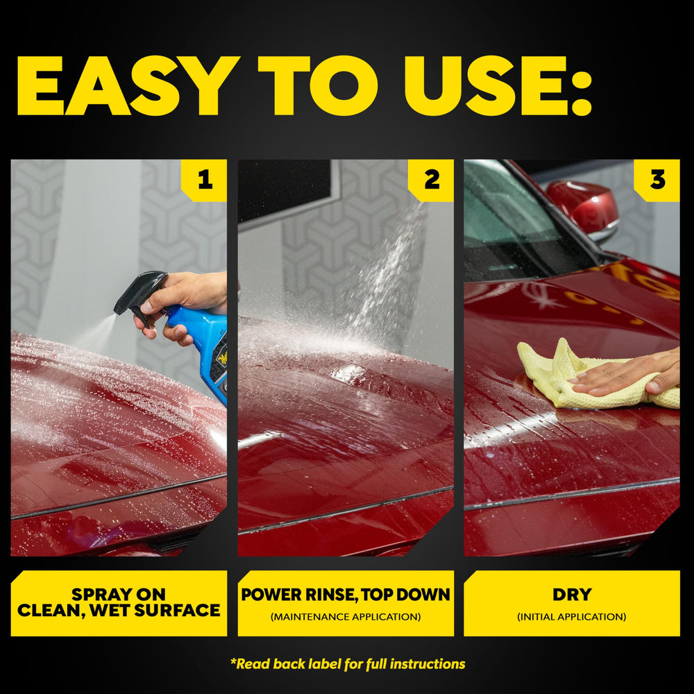 Microfiber towel used to dry Meguiar's ceramic wax-treated paint