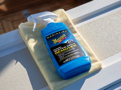 Meguiar's M4716 surface after-use shows restored gloss on fiberglass and gel coat