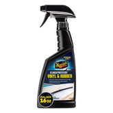 Meguiar's M5716 vinyl cleaner bottle ready for deep cleaning on boat vinyl