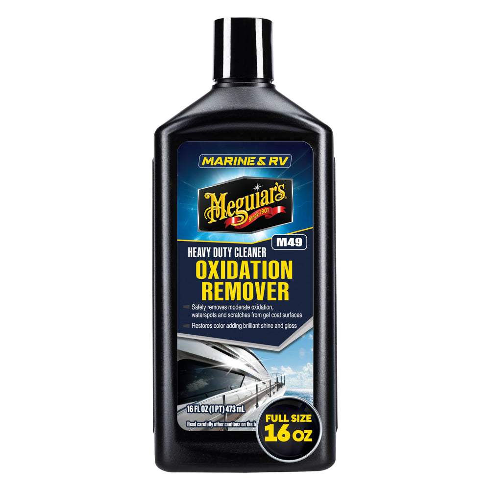Meguiar's Oxidation Remover being poured for controlled, even application.