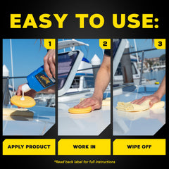 Meguiar's Marine/RV High Gloss Polish dark-color shine boosts depth on deep gel coats.