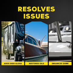 Meguiar's Marine/RV High Gloss Polish machine-polish setup reveals vibrant color and depth.