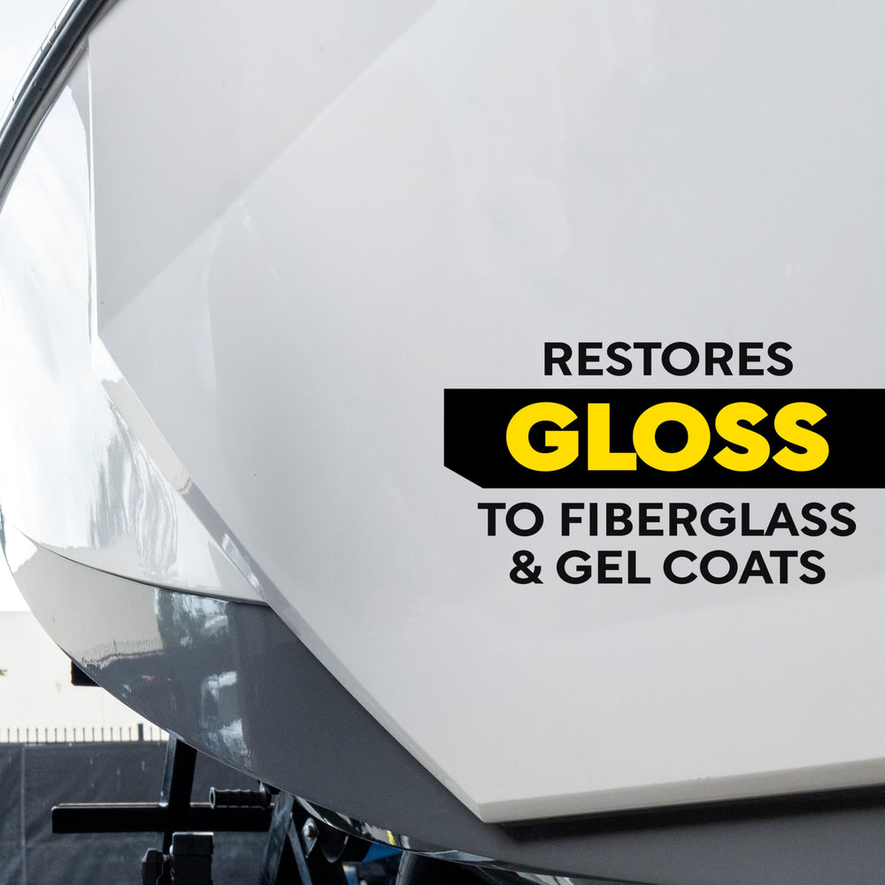 Meguiar's Marine/RV One Step Compound usable with buffer, hand, or polisher.
