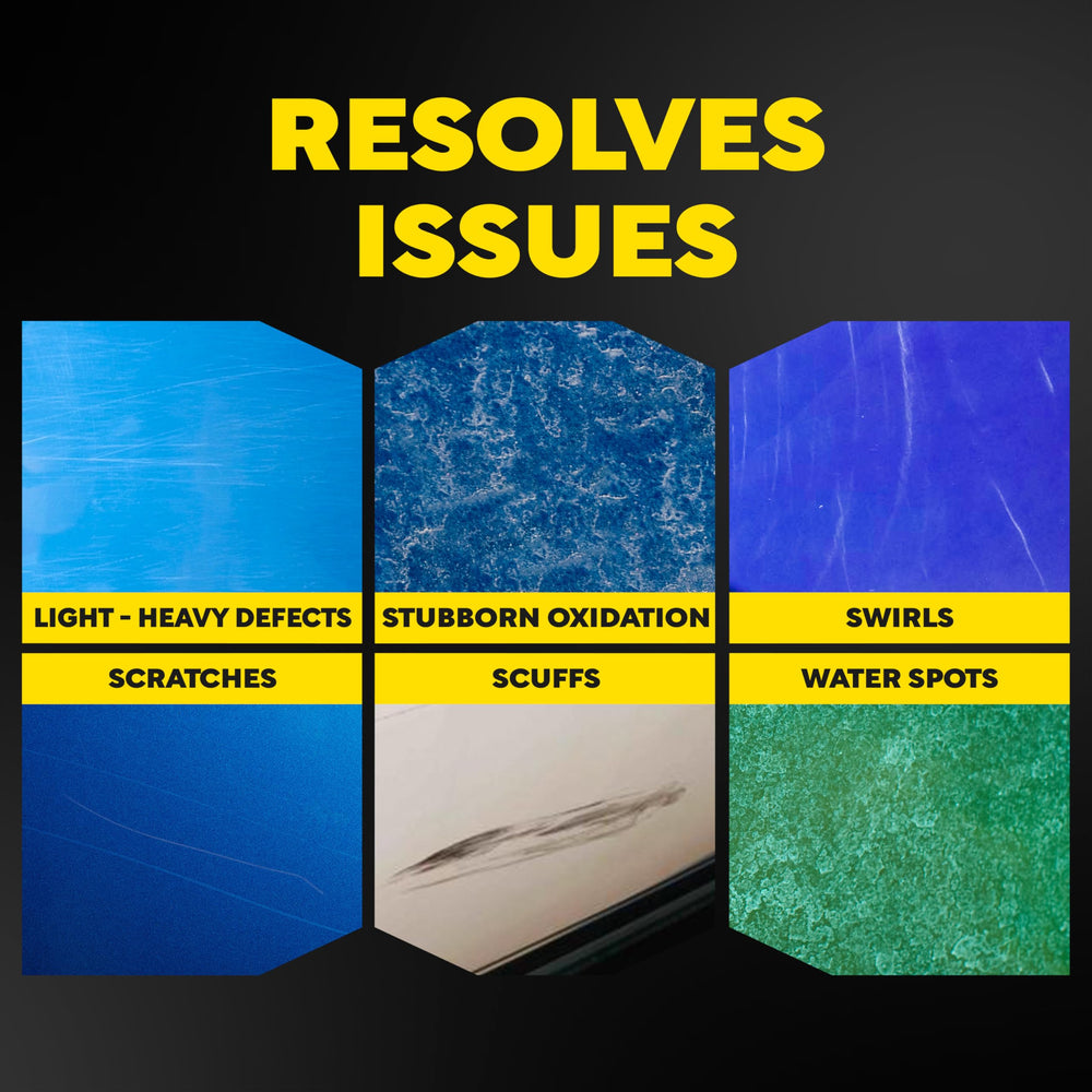 Meguiar's Marine/RV One Step Compound restores luster and gloss on gel coat.