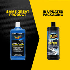 Meguiar's Marine/RV One Step Compound removes oxidation from fiberglass gel coat.