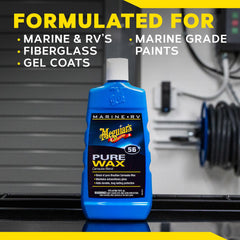 Meguiar's Marine/RV Pure Wax protects gel coat and painted finishes with gloss