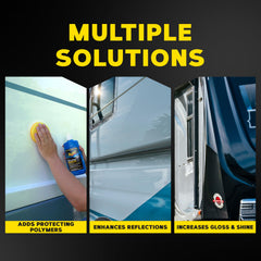 Meguiar's Marine/RV Pure Wax applied with dual-action polisher for even coverage