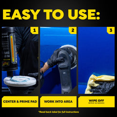 Meguiar's microfiber pad reusable and washable for sustainable detailing.
