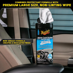 Meguiar's New Car Scent Protectant Wipes rubber surfaces refresh dashboards and trim