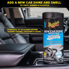 Meguiar's New Car Scent Protectant Wipes satin sheen with UV protection