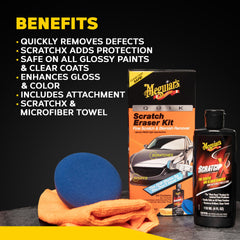 Before and after of Meguiar's repair on painted surface