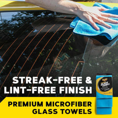 Demonstration of streak-free results on interior and exterior glass with Meguiar's towels.