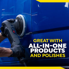 Meguiar's pro M6MFP2 pad in action for one-step finish refinement.