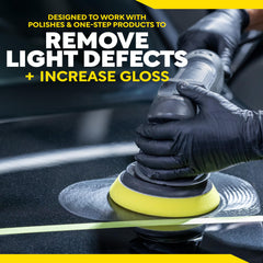 Meguiar's pad on painted panel demonstrates gentle correction without holograms.
