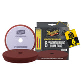 Meguiar's professional 6-inch foam compounding pad, 2-pack, ready for heavy defect removal.