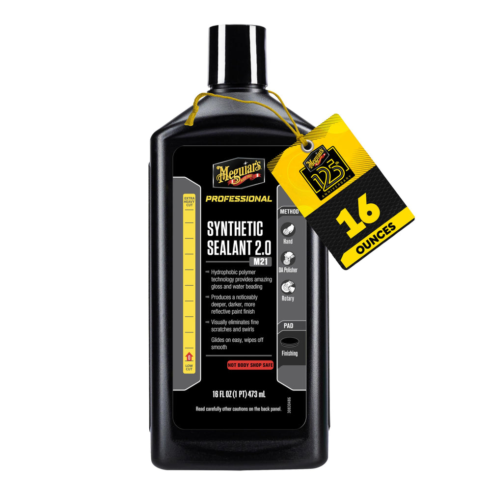 Meguiar's Professional Synthetic Sealant 2.0 bottle delivers long-lasting protection and deep gloss.