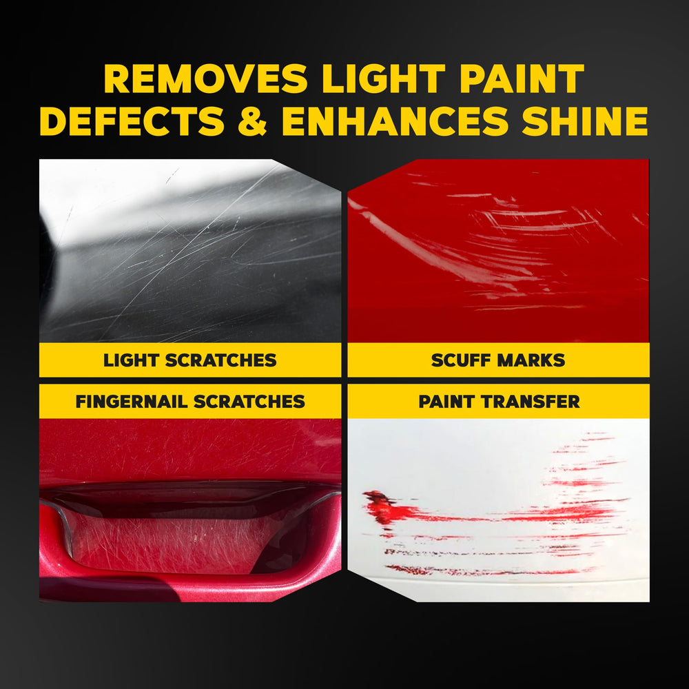 Close-up of ScratchX micro-abrasives addressing light scratches on paint