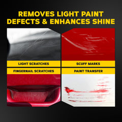 Close-up of ScratchX micro-abrasives addressing light scratches on paint