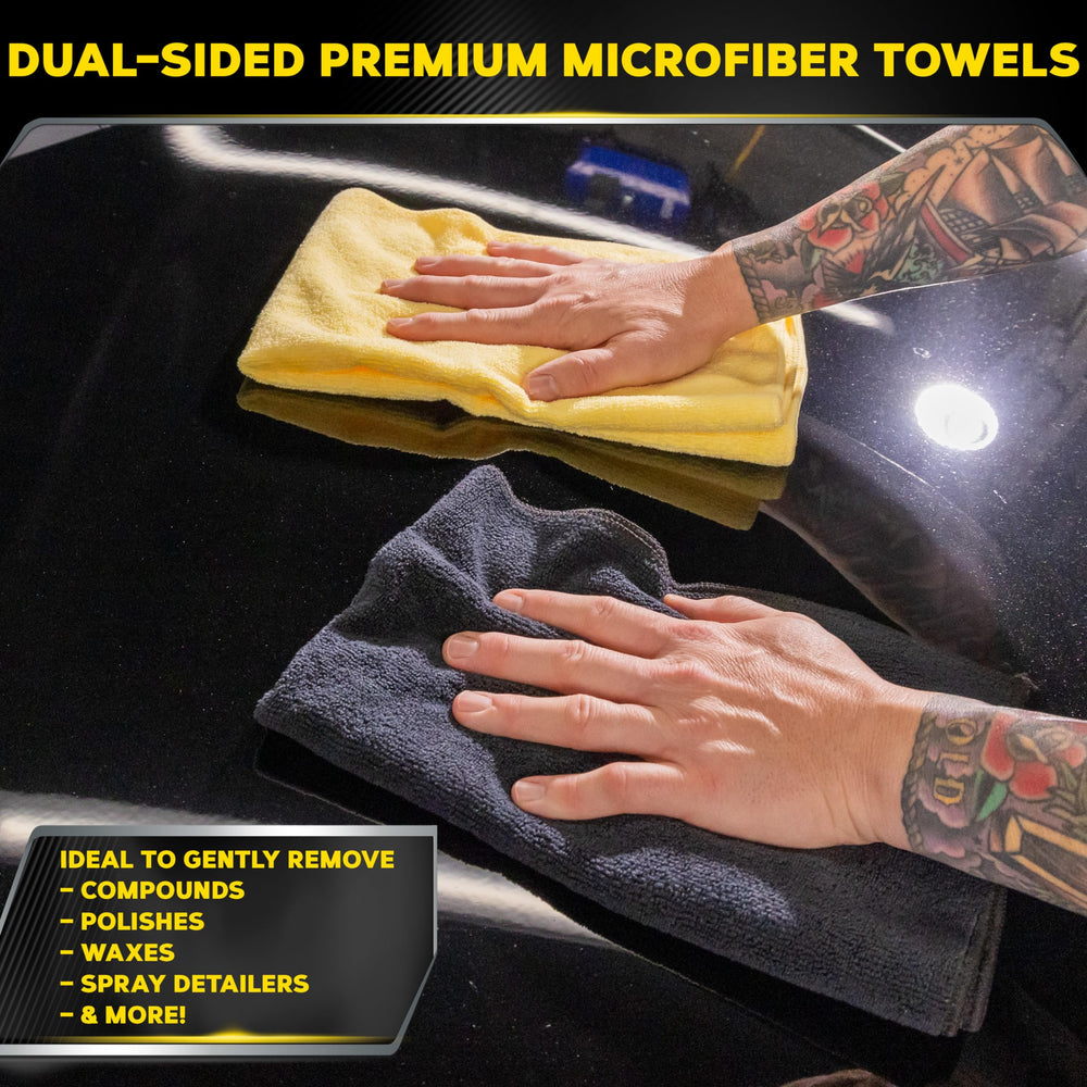 Meguiar's Supreme Shine towel absorbency test highlights quick product pickup.