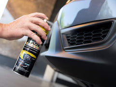 Meguiar's Ultimate Black before-after trim restoration for renewed exterior appearance.