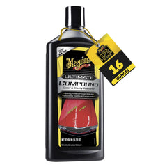 Meguiar's Ultimate Compound being applied and buffed for scratch removal.