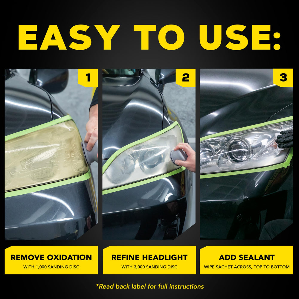 Meguiar's Before-and-after example shows dramatic lens clarity.