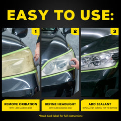 Meguiar's Before-and-after example shows dramatic lens clarity.