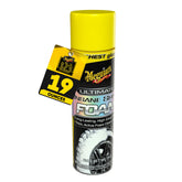 Meguiar's Ultimate Insane Shine Foam on tire surface delivering deep, long-lasting gloss