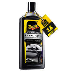 Meguiar's Ultimate Liquid Wax bottle delivering durable protection and deep gloss.