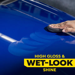 Hydrophobic beading and water protection from Meguiar's wax on paint.