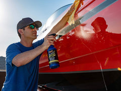 Water spots removed from marine gel coat after detailing.