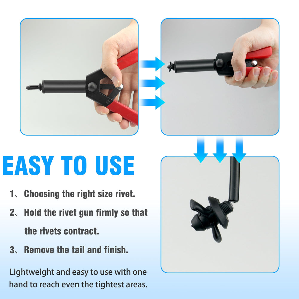 Mejiao rivet gun in action with automatic one-stroke rivet setting.