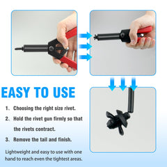 Mejiao rivet gun in action with automatic one-stroke rivet setting.