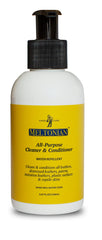 Meltonian bottle demonstrating all-in-one leather care for cleaning and conditioning.