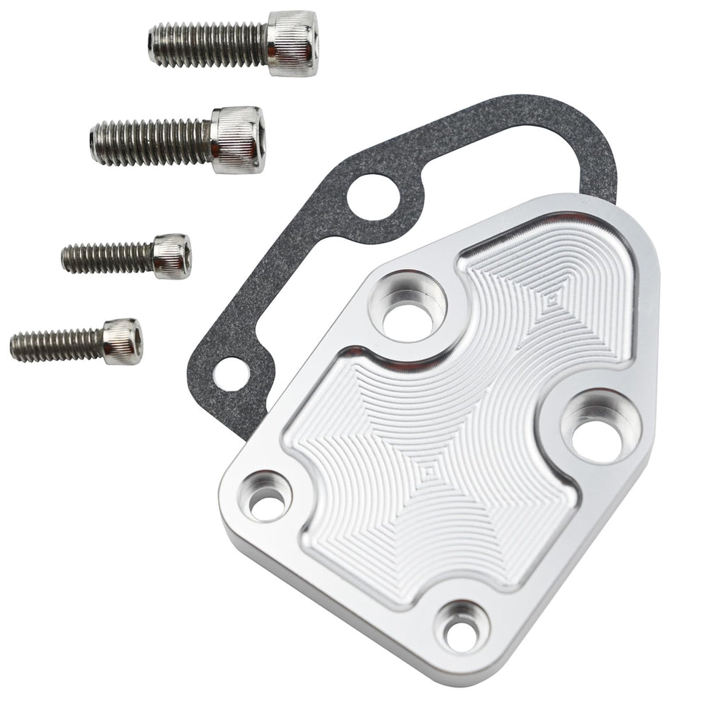 MEMOEO fuel pump plate features ARP compatibility for SBC V8 engines.