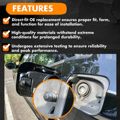 MEMOEO actuator installed at the vehicle's fuel door area securing the lid.