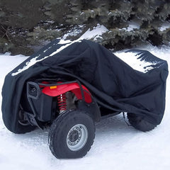 Menkow ATV Cover on a parked quad shows easy on-off practicality.